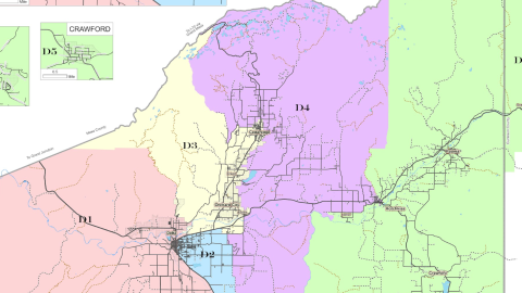 Partial map of the newly drawn lines for Delta County School Board District 4