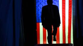 Former U.S. President Donald Trump enters Erie Insurance Arena for a political rally while campaigning for the GOP nomination in the 2024 election on July 29, 2023 in Erie, Pennsylvania. (Jeff Swensen/Getty Images)
