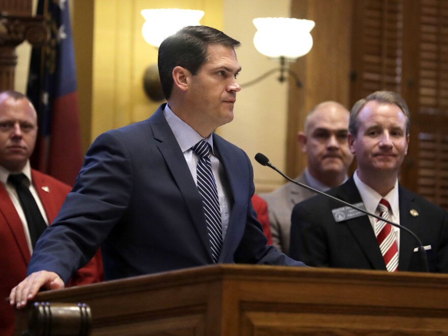 Lt. Gov. Geoff Duncan speaks on the floor of the Georgia State Senate on Feb. 4.