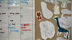 A calendar in a Lolo School classroom highlights the National History Day state competition in Bozeman.