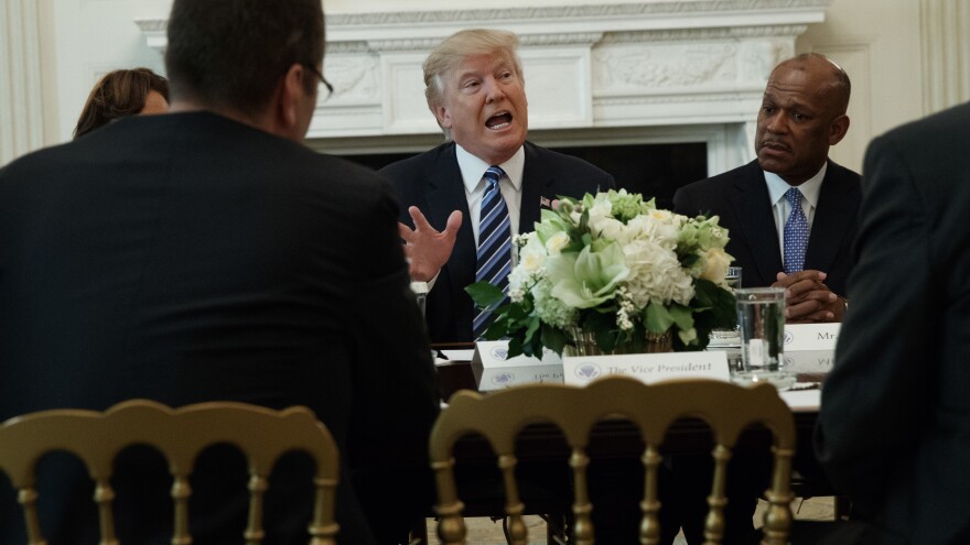 President Trump says the U.S. has obsolete airports and trains and bad roads.