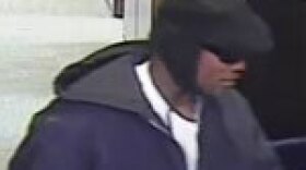 A photo released by the FBI of the alleged bank robber caught on security video.