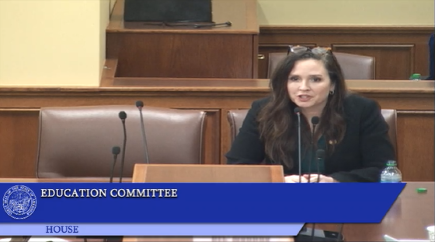 Rep. Ashley Hudson, D-Little Rock, responds to questions from members of the House Education committee on Tuesday.