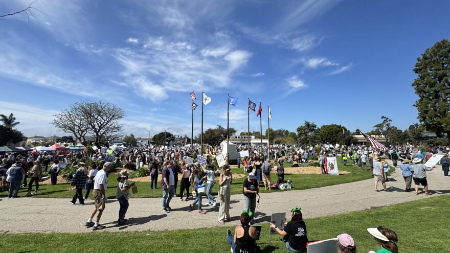 'No Kings' demonstrators at the Ventura County Government Center Saturday.