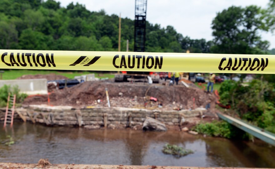 Caution tape at construction site