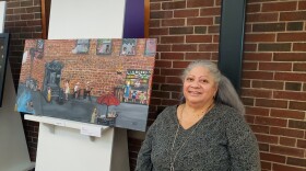 Local artists participate in the Latino Arts Festival at the Museum of Springfield History in Springfield, Mass.  Pictured is Springfield artist Awilda Oxios. 