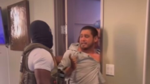 A screen grab of the video posted on social media of Dennis Guillen's arrest on Tuesday July 8, 2025. Volunteers part of a local rapid response network rushed to the Ontario Advanced Surgery Clinic after nurses there called to report an ICE arrest.