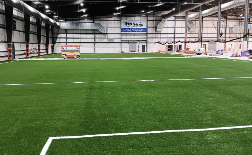 A new, larger turf field is among the ground level athletic space available within the new Kenan Civic Center.