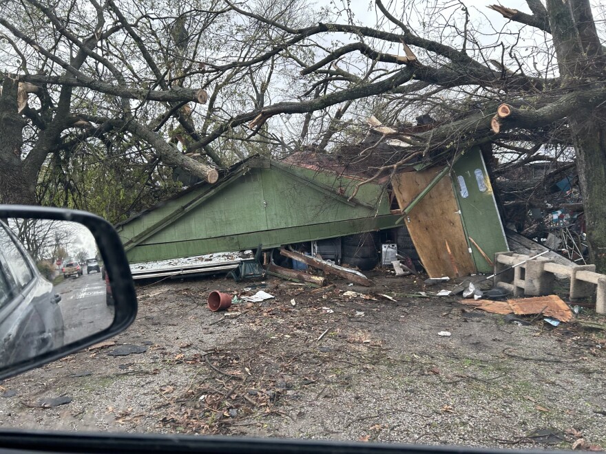 Storm damage in Vernon County, Missouri on April 2, 2025