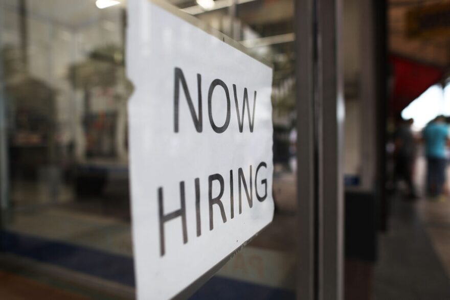 MIAMI, FL - MARCH 10: A Now Hiring sign is seen as the Bureau of Labor Statistics reports that nonfarm payrolls increased by 235,000 in February and the unemployment rate was 4.7 percent in the first full month of President Donald Trump's term on March 10, 2017 in Miami, Florida. (Photo by Joe Raedle/Getty Images)
