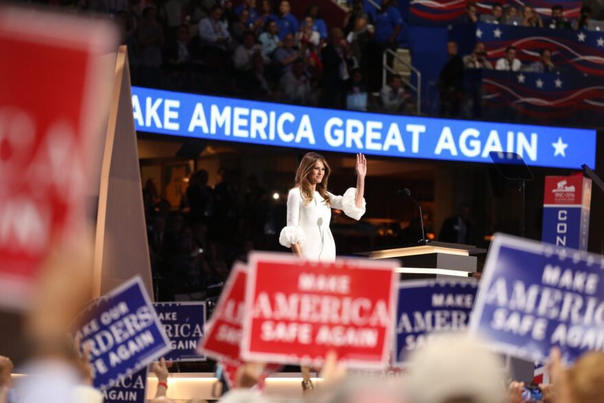 Melania Trump takes the stage at the Republican National Convention on July 18, 2016.
