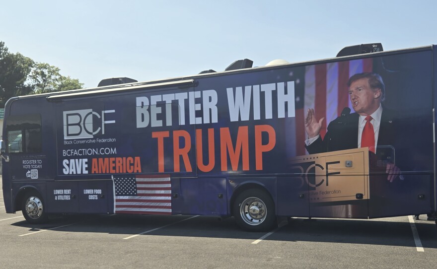 Baltimore marked the final stop of the Black Conservative Federation’s weeklong bus tour aimed at mobilizing Black Republican voters. Photo by Emily Hofstaedter/WYPR.
