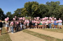 Myers Park students celebrate with Bob Folk, who was named Principal of the Year.