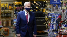 President Joe Biden visits W.S. Jenks & Son hardware store, a small business that received a Paycheck Protection Program loan, Tuesday, March 9, 2021, in Washington. (AP Photo/Patrick Semansky)