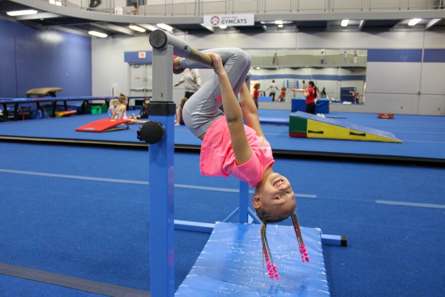 Five-year-old Willow Mingo loves doing gymnastics at the South Wichita YMCA.