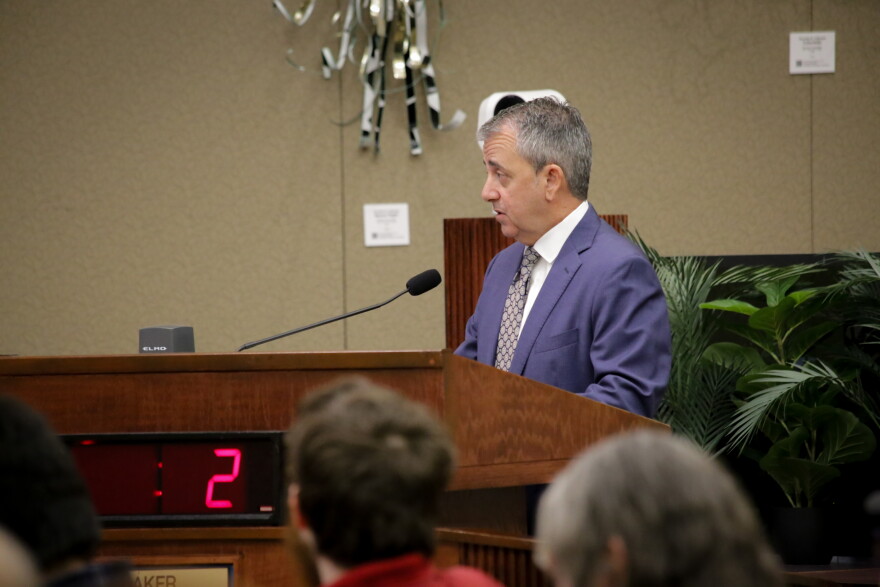 Dan O’Keefe, a real estate attorney with Shutts & Bowen, answers commissioners’ questions on behalf of the developers and landowners supporting the proposed Tuscana project.