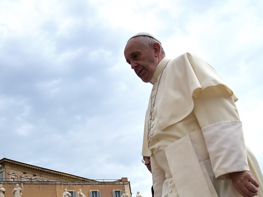 Pope Francis arrives in Saint Peter's square for his weekly audience at the Vatican on Sept. 2.