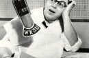 Kent State student Jim Tschantz prepares to write and deliver a newscast in 1952.