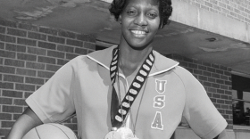 Lusia Harris with her USA Olympic medals.  (“The Queen of Basketball” / Breakwater Studios / The New York Times)
