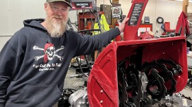 There are no snowblowers out on the floor of Ron's Rent-It Center, anymore. Here, employee Jack Roberts poses with a snowblower that a customer brought in for repairs.