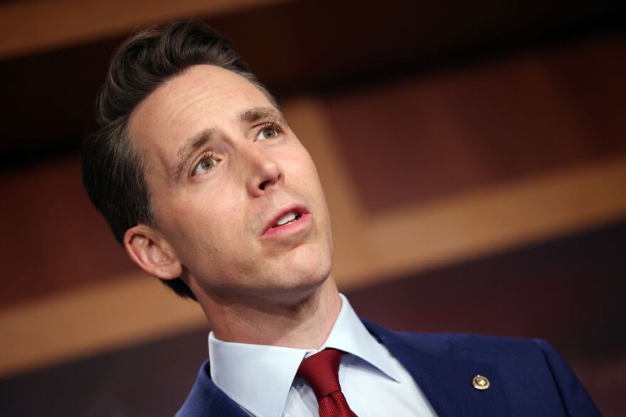 U.S. Sen. Josh Hawley speaks on the bipartisan infrastructure bill during a press conference with fellow Republican Senators at the U.S. Capitol on Aug. 4, 2021, in Washington, D.C.