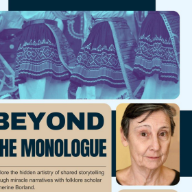 A poster for "Beyond the Monologue" with Katherine Borland.
