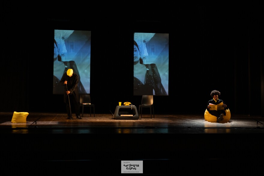 two actors on a stage