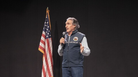 Interior Secretary Doug Burgum speaks at a Fairbanks Chamber of Commerce event on Oct. 14, 2026.