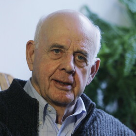 In this March 10, 2011 photo, author Wendell Berry talks with a reporter at his home in Port Royal, Ky. For his career of writings about the need to live in harmony with the Earth, the 79-year-old Kentucky author has been awarded the Dayton Literary Peace Prize. (AP Photo/Ed Reinke)