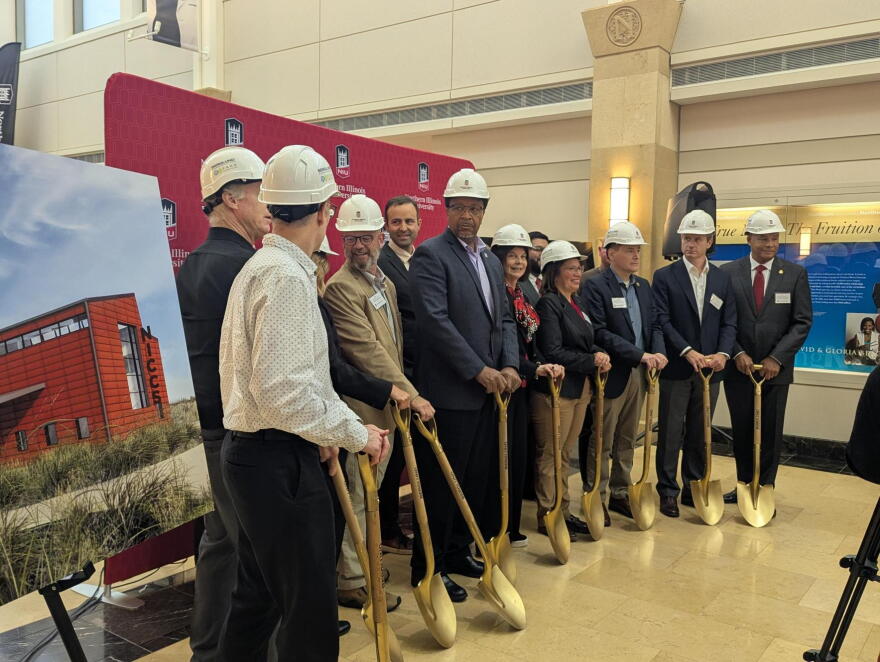 Thursday's groundbreaking ceremony had to be moved indoors due to the rain.