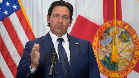 In this file photo, Gov. Ron DeSantis speaks during an August news conference in Tampa.