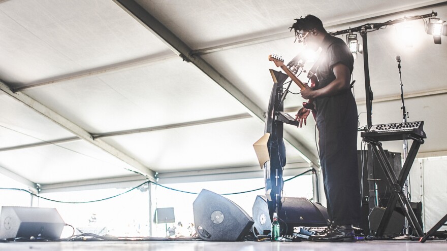 Moses Sumney performing at the 2018 Newport Folk Festival