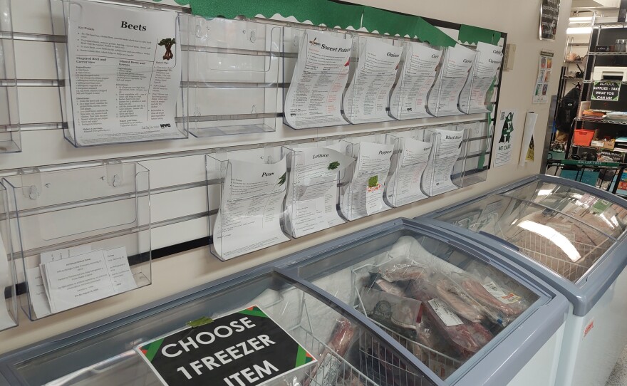 Food available inside Swoop's Food Pantry.
