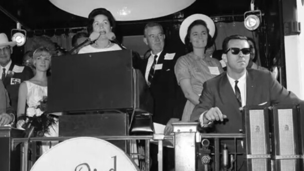 1964 Lady Bird Johnson and supporters on the Lady Bird Special train.