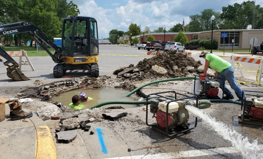 Workers repair a live water main in Humboldt, KS. "Every year we have more and more water leaks because the pipes are so rusted and so fragile that just temperature shifts in the ground can cause leaks," said Cole Herder, the city administrator.