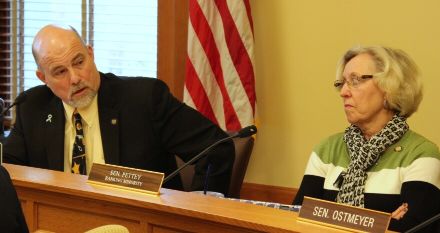 Senator Greg Smith (left) and Senator Pat Pettey during the committee meeting. (Photo by Stephen Koranda)