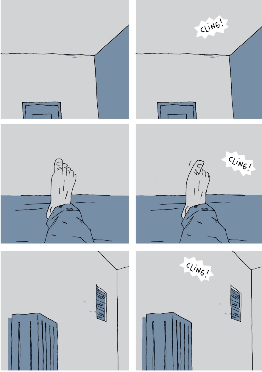 Mono-toe-ny: A page from Guy Delisle's <em>Hostage</em>.