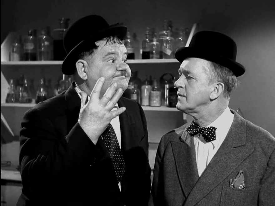 Oliver Hardy and Stan Laurel in "The Big Noise" (1944).
