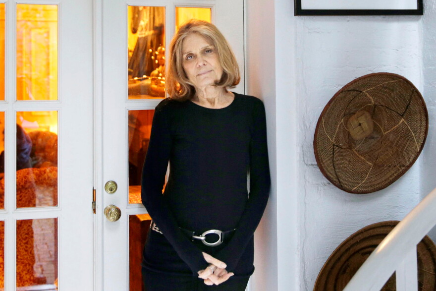 FILE - Gloria Steinem poses for a picture at her home in New York on Oct. 19, 2015.