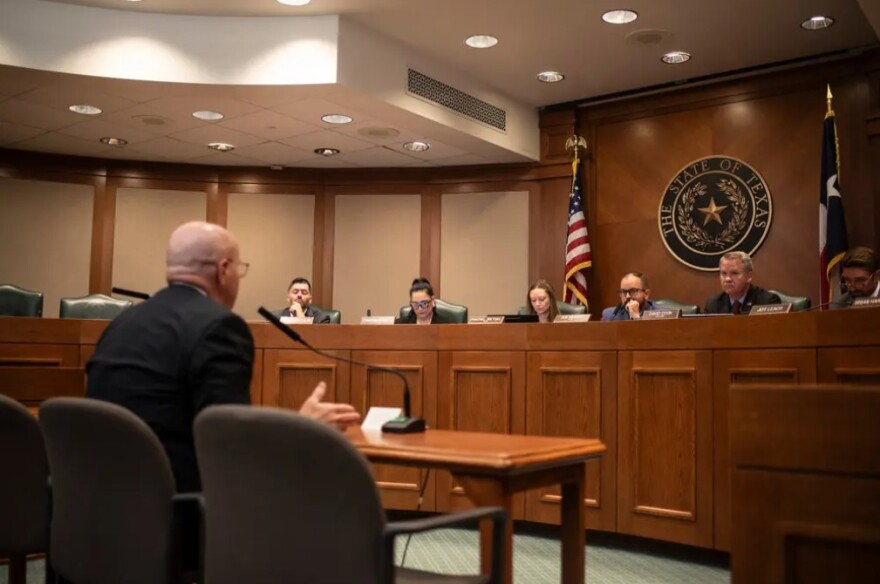 Former detective Brian Wharton testifies during a Texas House Criminal Jurisprudence Committee hearing about death row inmate Robert Roberson on Wednesday, Oct. 16, 2024. Wharton was an investigator in the case of the death of Nikki Roberson and has expressed his doubts of Roberson's guilt.