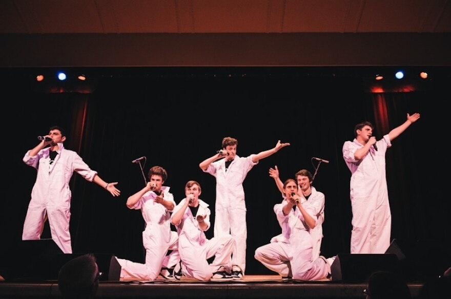 The Sons Of Pitches, from the University of Birmingham, perform at Saturday night's ICCA finals.