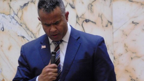 Maryland House Delegate C.T. Wilson provides his opening remarks on a new Congressional map that would redraw district lines to favor Democrats ahead of the 2026 election on Monday on the House floor in Annapolis, Md.