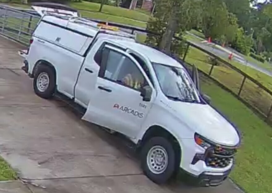 Security camera footage of the Arcadis employees’ vehicle on the Greens’ property. Employees were sent out to test the water from a well on their property. (Photo courtesy of Michelle Green)