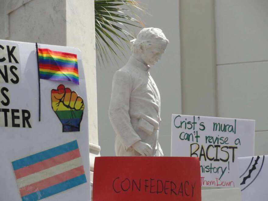 Detail of the confederate statue in Hillsborough County./Photo: Steve Newborn, WUSF