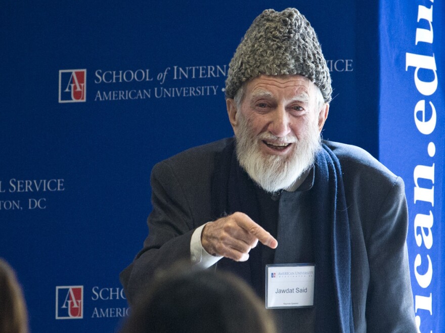 Sheik Jawdat Said, 81, has been urging nonviolent protest in Syria for decades, and has been arrested many times. A scholar and an activist, shown here speaking at American University in Washington in March, he is heading back to Syria this week and plans to resume his call for peaceful opposition to the government.