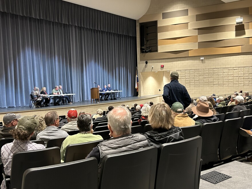 A Bosque County resident asks a question during the Bosque County Commissioners special meeting on Monday, January 12. The meeting provided residents an opportunity to ask CyrusOne representatives questions about the new data center being constructed just south of Lake Whitney.