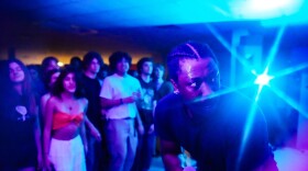 a man performing live