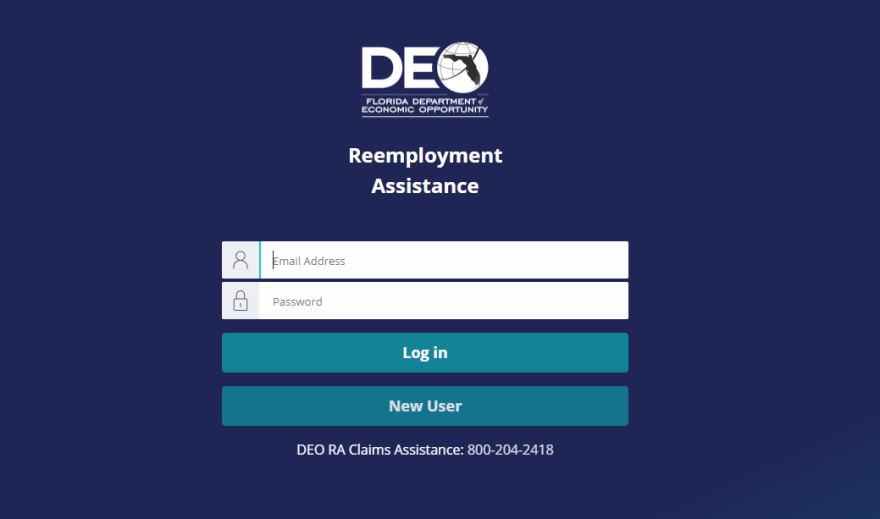 Florida's reemployment application system. Photo: floridajobs.org (screenshot)