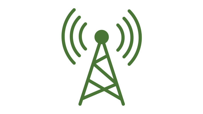 a green and white radio tower icon