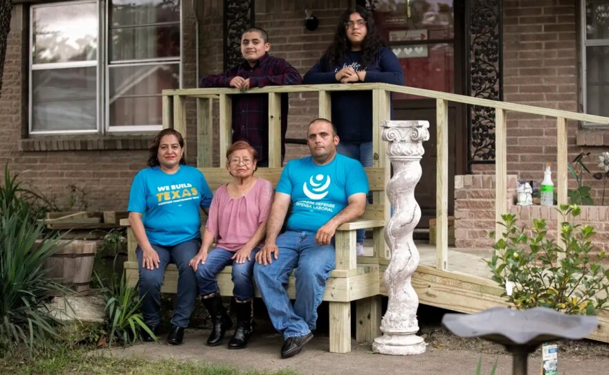 Clockwise from top left: Alessandro Golinelli, Francesca Golinelli, Alexander Golinelli, Luz de María Gonzalez and Claudia Golinelli outside their home.